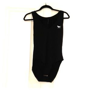 PINK Black V-Neck Bodysuit